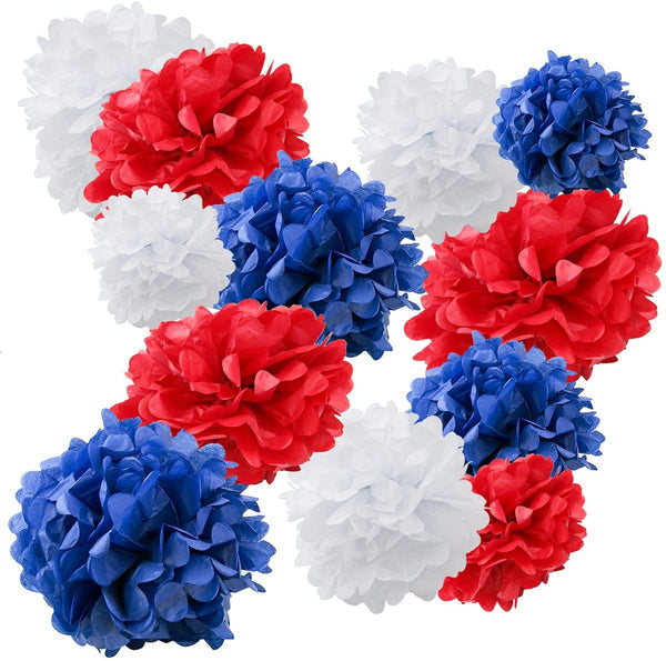 Red White And Blue White Tissue Paper Pom Poms -Birthday Party Decorations /Baby Shower Decorations