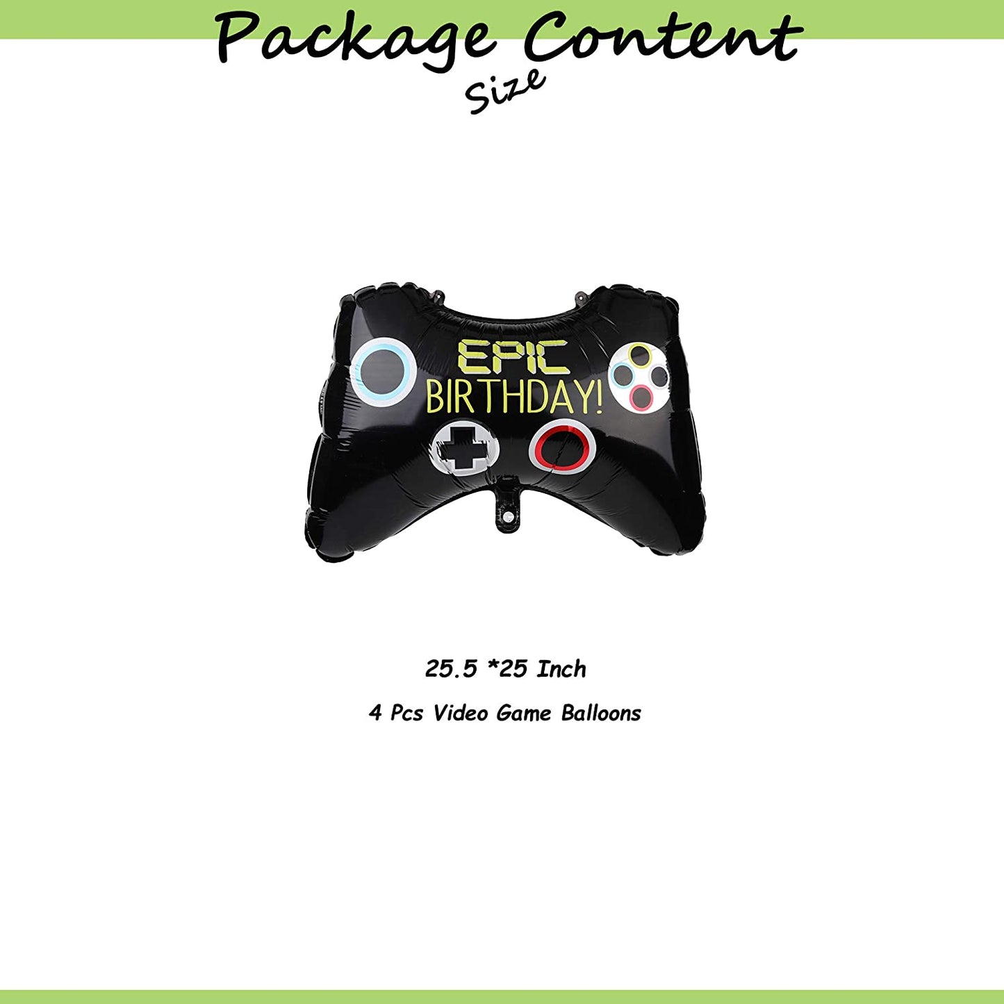 4 pc Gaming  Balloons Foil Helium Balloons For Gaming Birthday