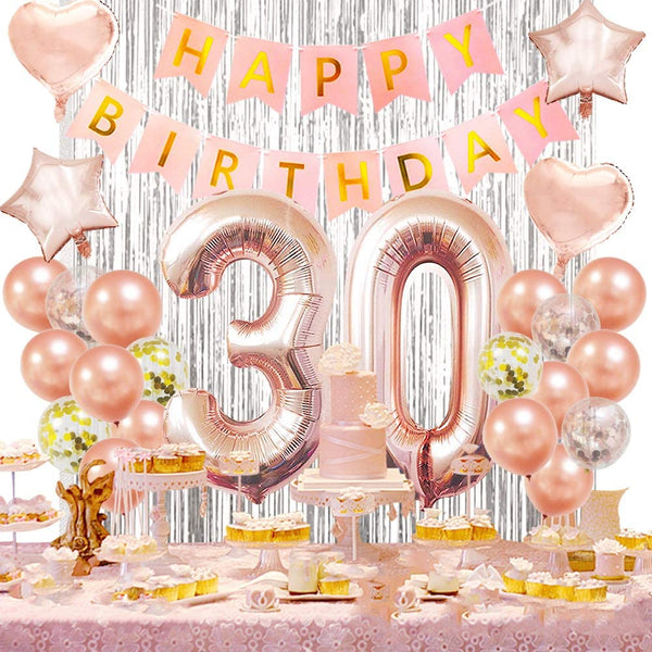 30th Birthday Decorations Rose Gold