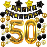 50Th Gold and Black Birthday Party Decorations Kit