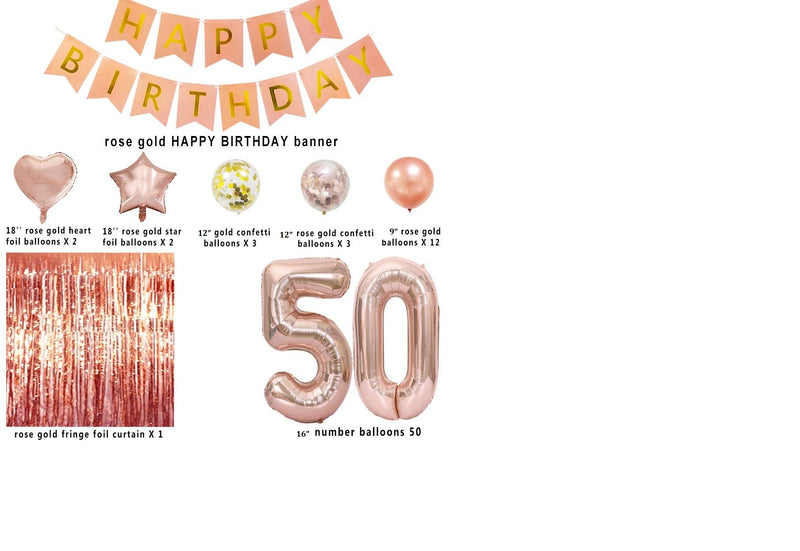 50th birthday rose gold confetti balloons - 50th birthday decoration