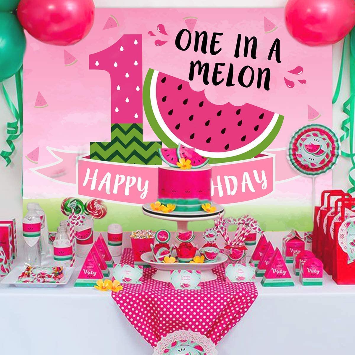 One In A Melon Theme Birthday Party Backdrop 