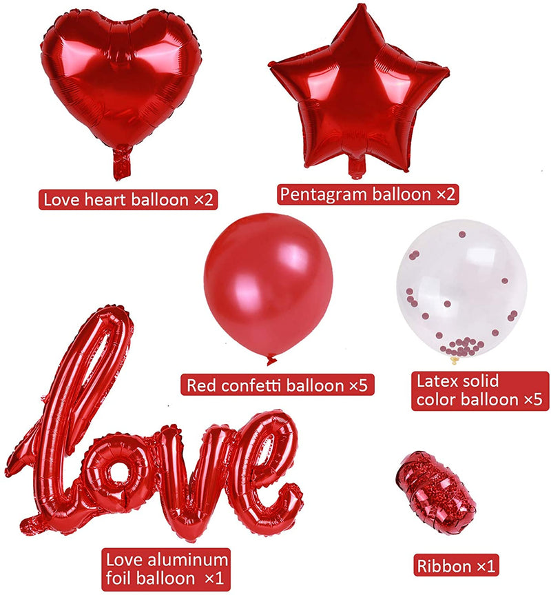 Valentines Party Decorations Supplies Kit,Heart Balloons And Confetti Balloons-31 Pc