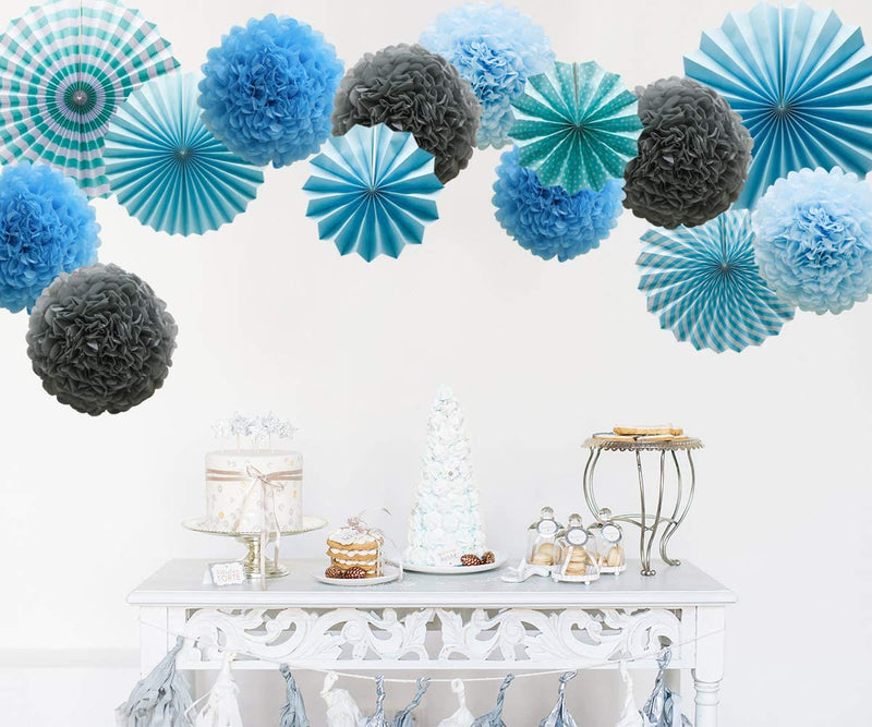 Blue Hanging Paper Birthday /Baby Shower Party Decorations,