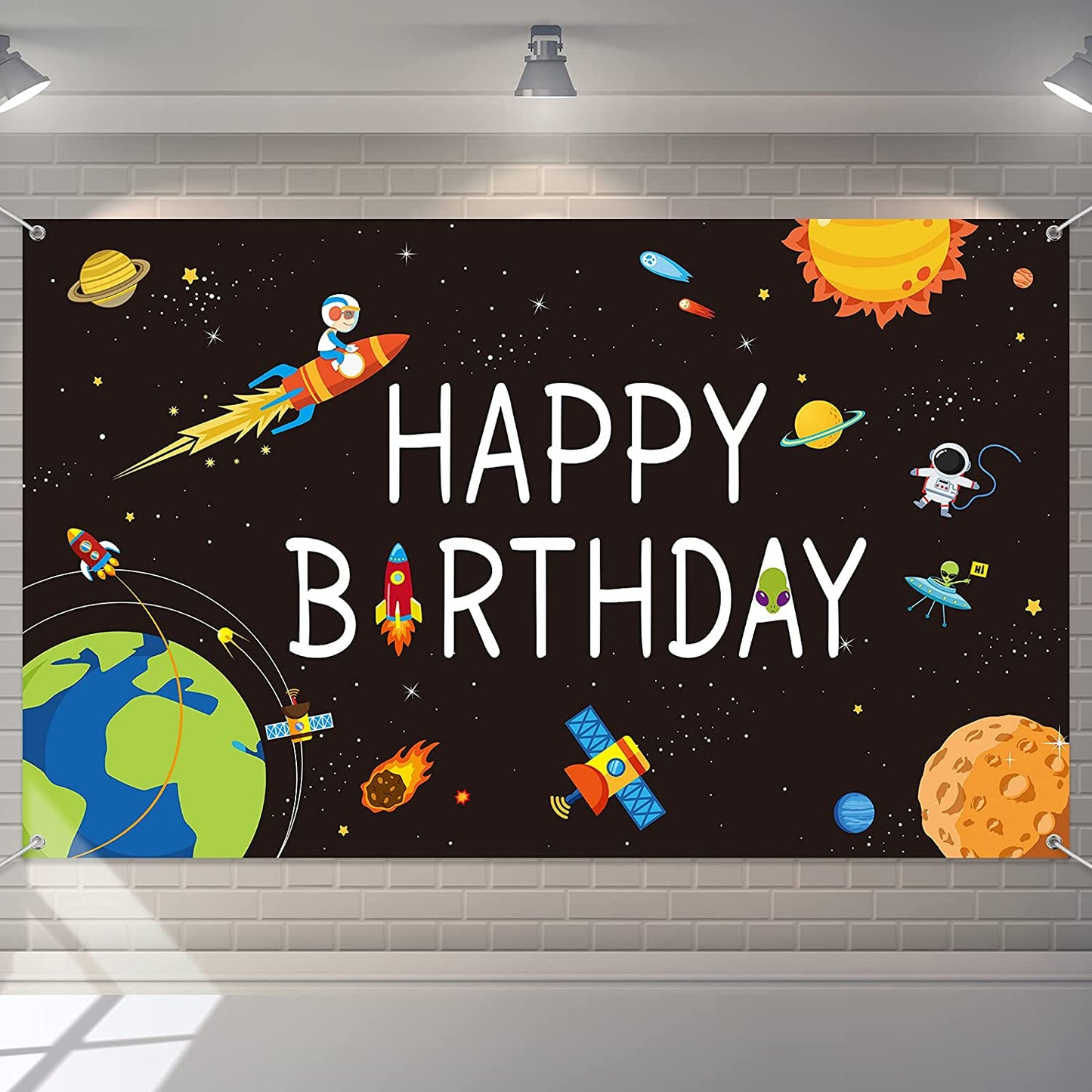 Space Theme Birthday Party Backdrop