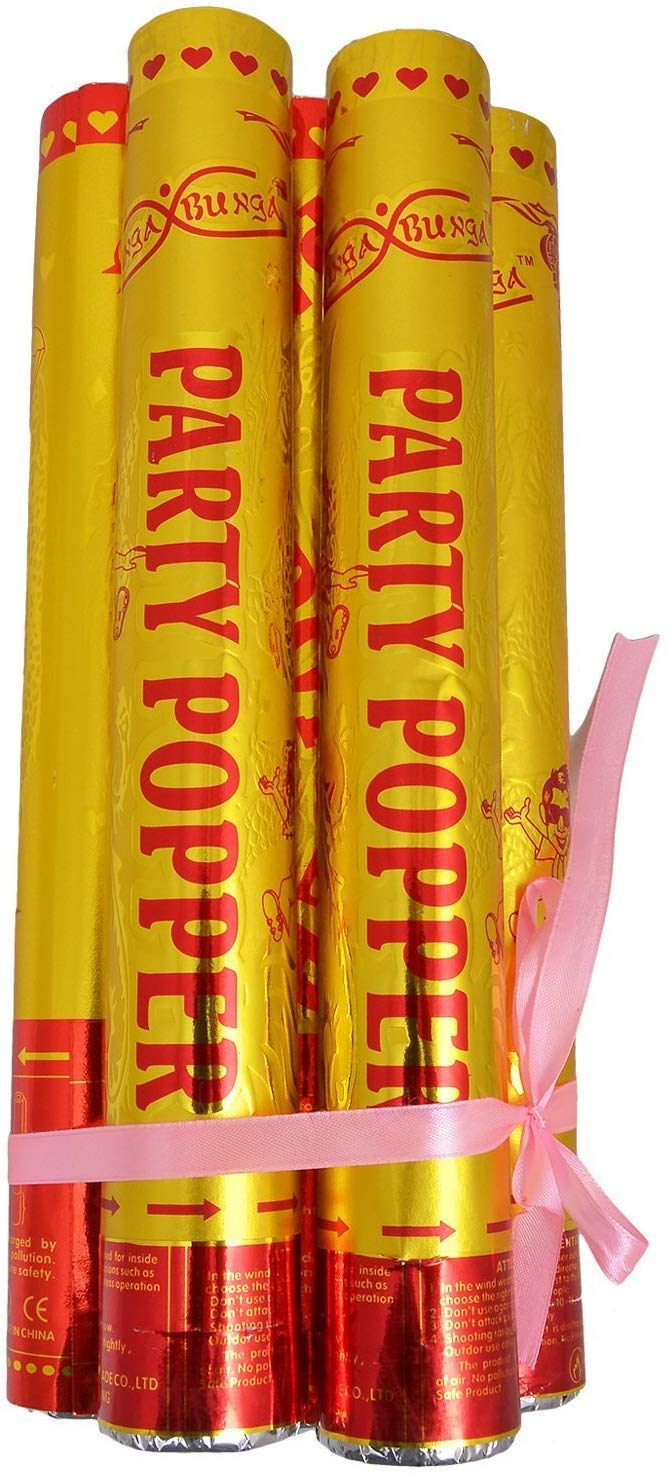 Party Popper Set -Golden Party Poppers Fun Glitter Confetti Sparkle (Pack Of 2)