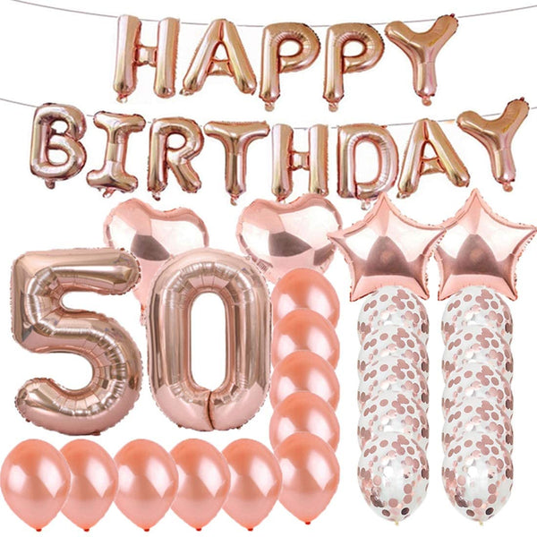 50th Rose Gold Party Birthday Decorations