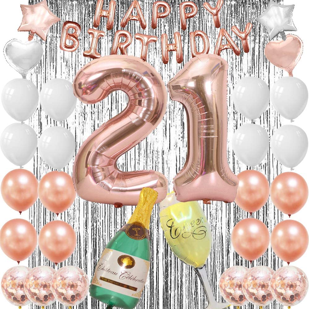 21St Birthday Decorations-Rose Gold 21 Birthday Party Supplies, 21St Birthday Balloons For Her For Finally Legal 21St Birthday Party