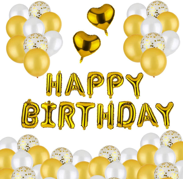 Happy Birthday Balloon, 16-Inch Happy Birthday Banner, Birthday Party Decoration, Happy Birthday Foil Balloon (Gold)