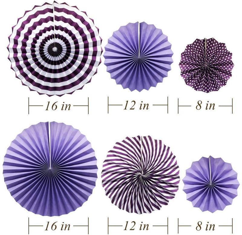 Purple Hanging Paper Party Decorations,-Round Paper Fans Set Paper Pom Poms Flowers For Birthday/ Wedding /Baby Shower