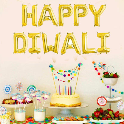 Metallic Gold Happy Diwali Foil Letter