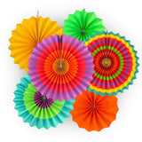Paper Fans For Decoration Birthday Party Trend Party Fan For Wedding Birthday Showers - Multi-Color (Pack Of 6)