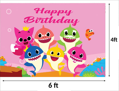 Baby Shark Theme Birthday Party Backdrop