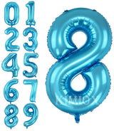 Blue Digit Foil Birthday Party Balloon Number 8