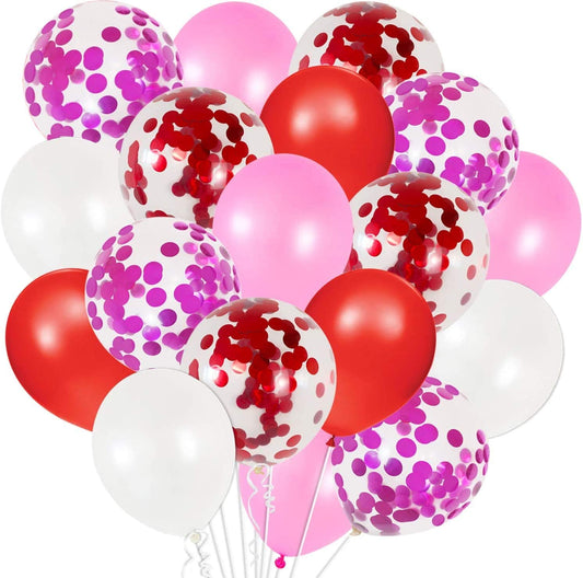 Red White Pink Balloons Set- Pack Of 50 | Valentines Day Decorations