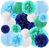 Tissue Paper Pompoms And Paper Lanterns for Birthday Decoaration