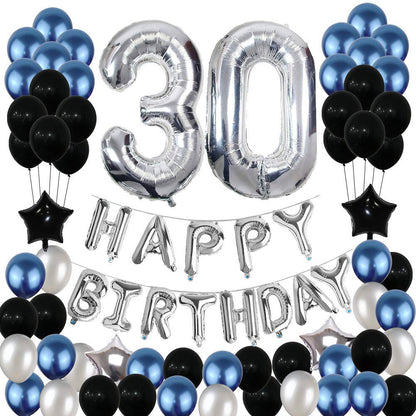 30th Birthday Blue And Black Combo Decorations