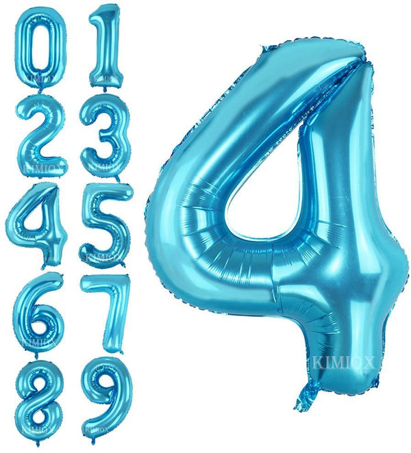Blue Digit Foil Birthday Party Balloon Number 4
