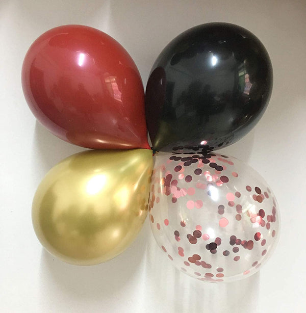 Latex Balloon for Birthday -Red Gold Black and Rose Gold Confetti
