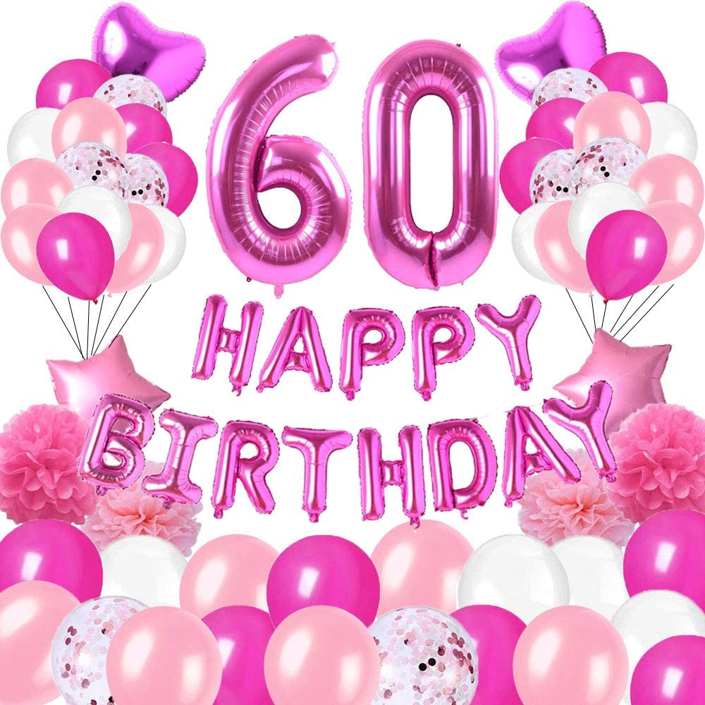 Buy 60th Birthday Pink Party Decorations | Party Supplies ...