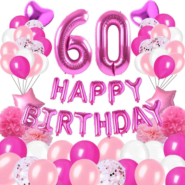 60th Birthday Pink Party Decorations