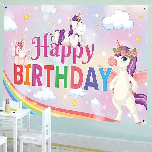 Unicorn Theme Birthday Party Backdrop