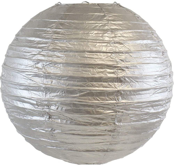 Silver Paper Lanterns -12"Inch Great For Birthday Parties, Weddings Or Baby Shower