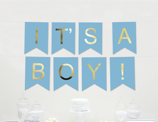 Its A Boy -Baby Welcome Banner Bunting & Garland Photo Booth Props Decoration
