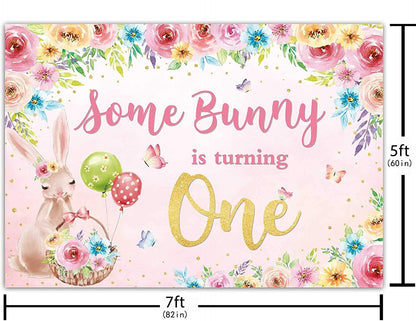 Some Bunny Is One Birthday Party Backdrop