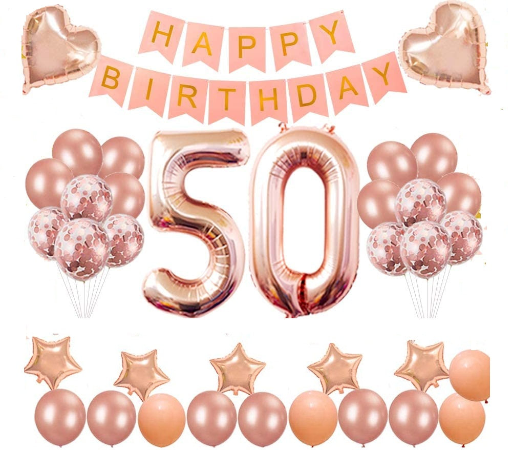 50th Rose Gold Birthday Party Decorations