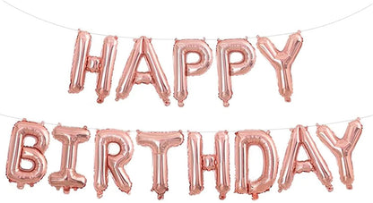 Rose Gold Happy Birthday Foil Letter 16 Inch Large Aluminum Balloon Banner For Kids And Adults Party Decorations
