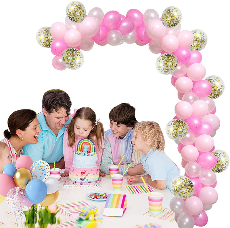 Pink Party Balloon Arch Kit with Latex  and Confetti Balloons