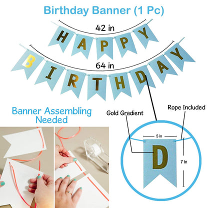 First Happy Birthday Banner Balloons Decorations Items Combo- 123Pcs Set Kit