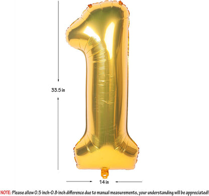 32 Inch Gold Digit Helium Foil Birthday Party Balloons Number 1
