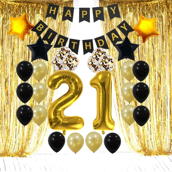 21st Birthday Decorations Kit: Black And Gold