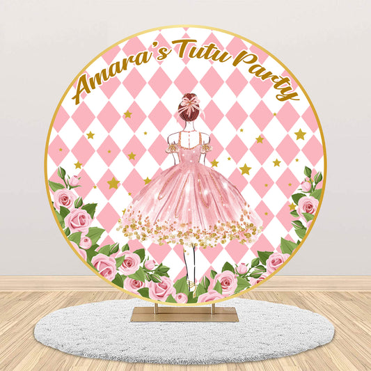 Ballerina Theme Round Birthday Party Backdrop