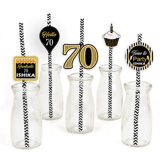 70th Birthday Party Paper Decorative Straws