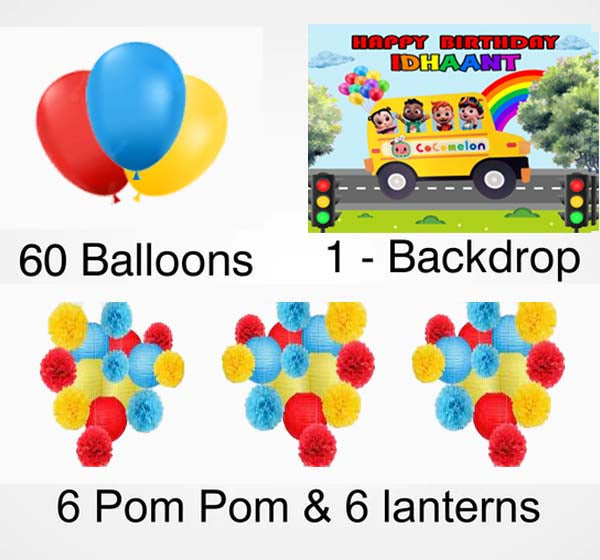 Cocomelon Theme Birthday Party Complete Decoration Kit