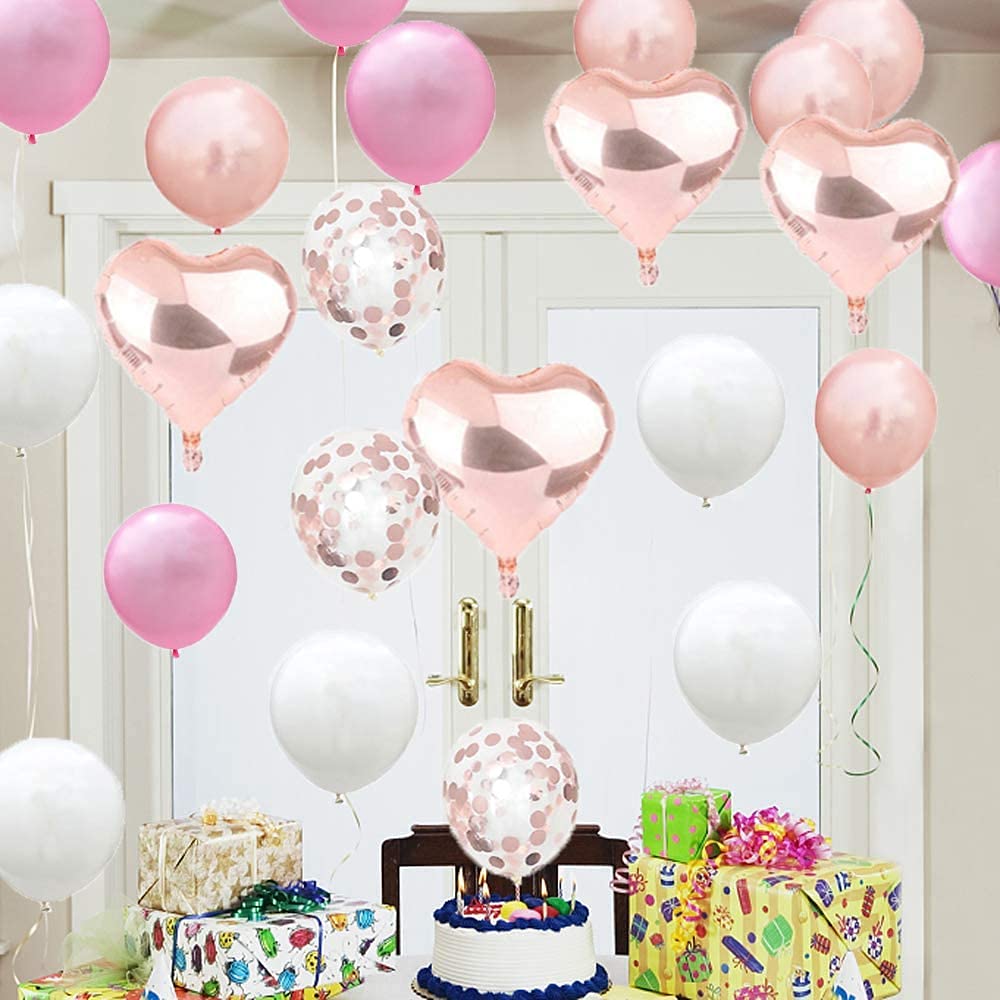 17th Birthday Balloon 17th Birthday Decorations Happy 17th Birthday Party Supplies Rose Gold Number 17 Foil Balloons Latex Balloon Gifts for Girls,Boys,Women,Men