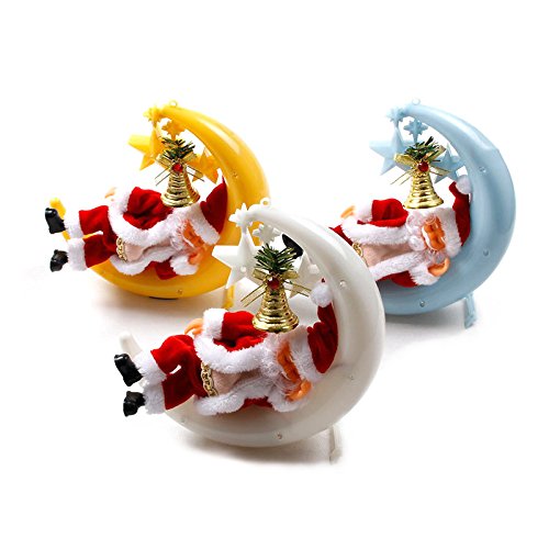 The Electric Santa Claus sleeping on the moon ,Snoring singing with music LED for Christmas , new year decorations electric toy Toys for children