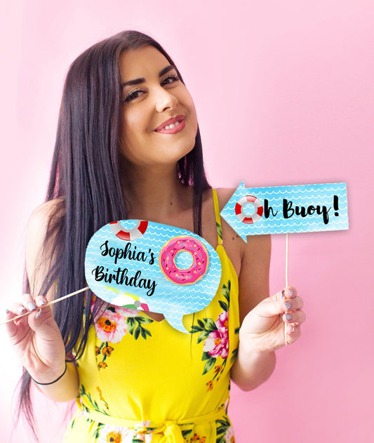 Pool Party Birthday Photo Booth Props Kit