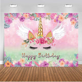 Personalize Unicorn Birthday Party Backdrop Banner