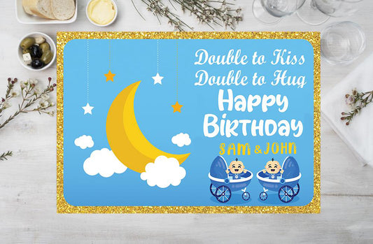Twin Boys Theme Birthday Table Mats for Decoration