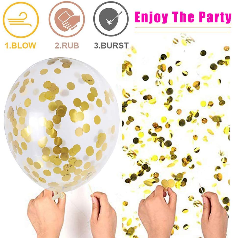 Gold Birthday Decorations, Happy Birthday Balloon Banner, Gold Party Decorations, Happy Birthday Foil Balloons, Heart Star Foil Confetti Balloons (Happy Birthday)