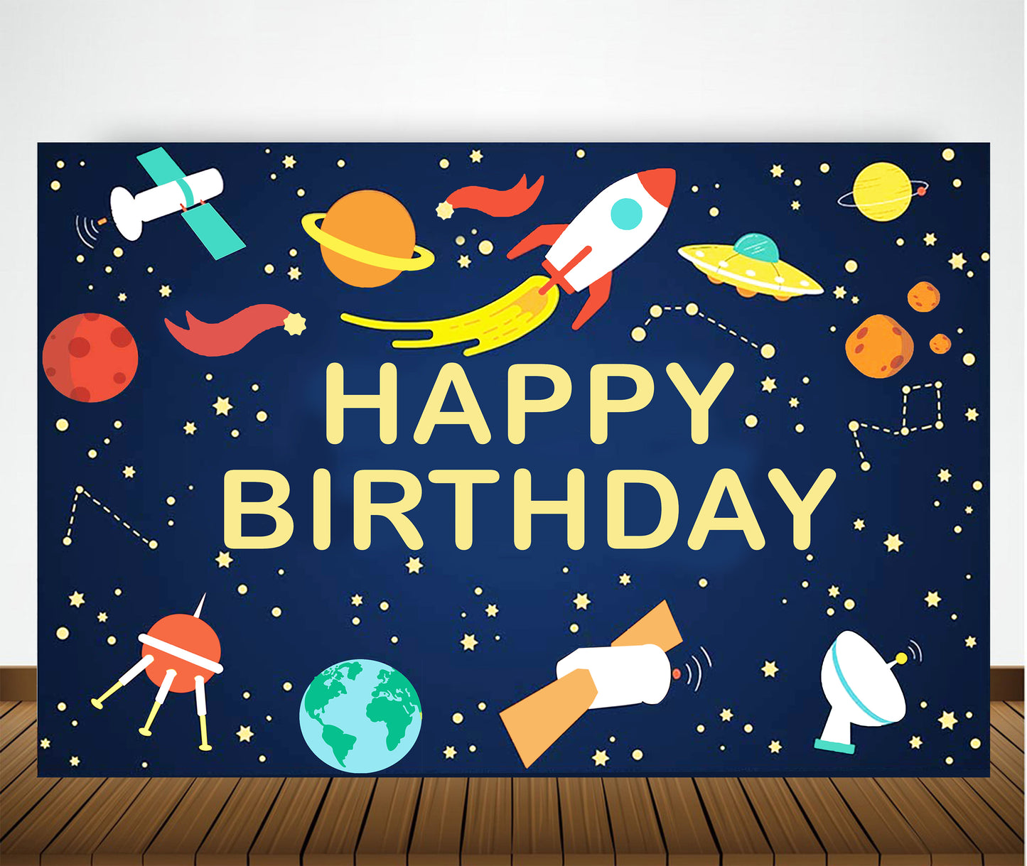 Space Theme Birthday Party Backdrop