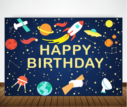 Space Theme Birthday Party Backdrop