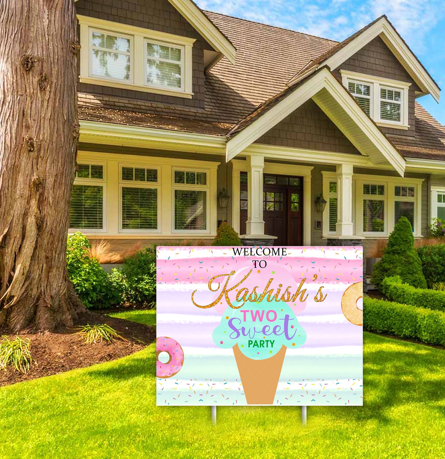 Two Sweet Theme Birthday Party Welcome Board 