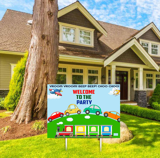 Transport Theme Birthday Party Welcome Board 