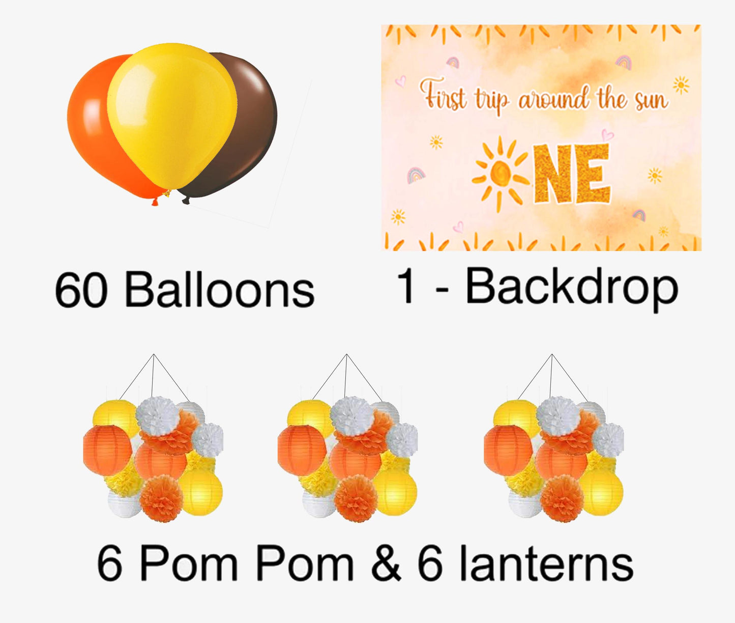 First Trip Around the Sun Theme Birthday Party Complete Decoration Kit