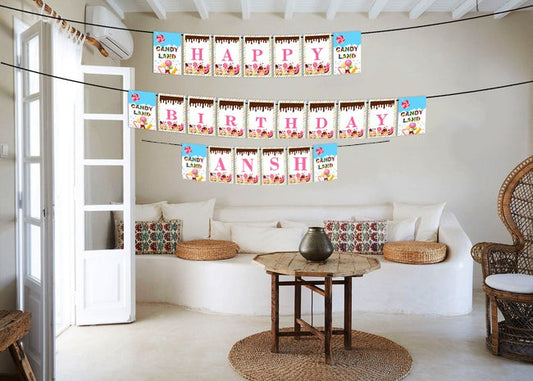 Candy Land Theme Birthday Party Banner for Decoration